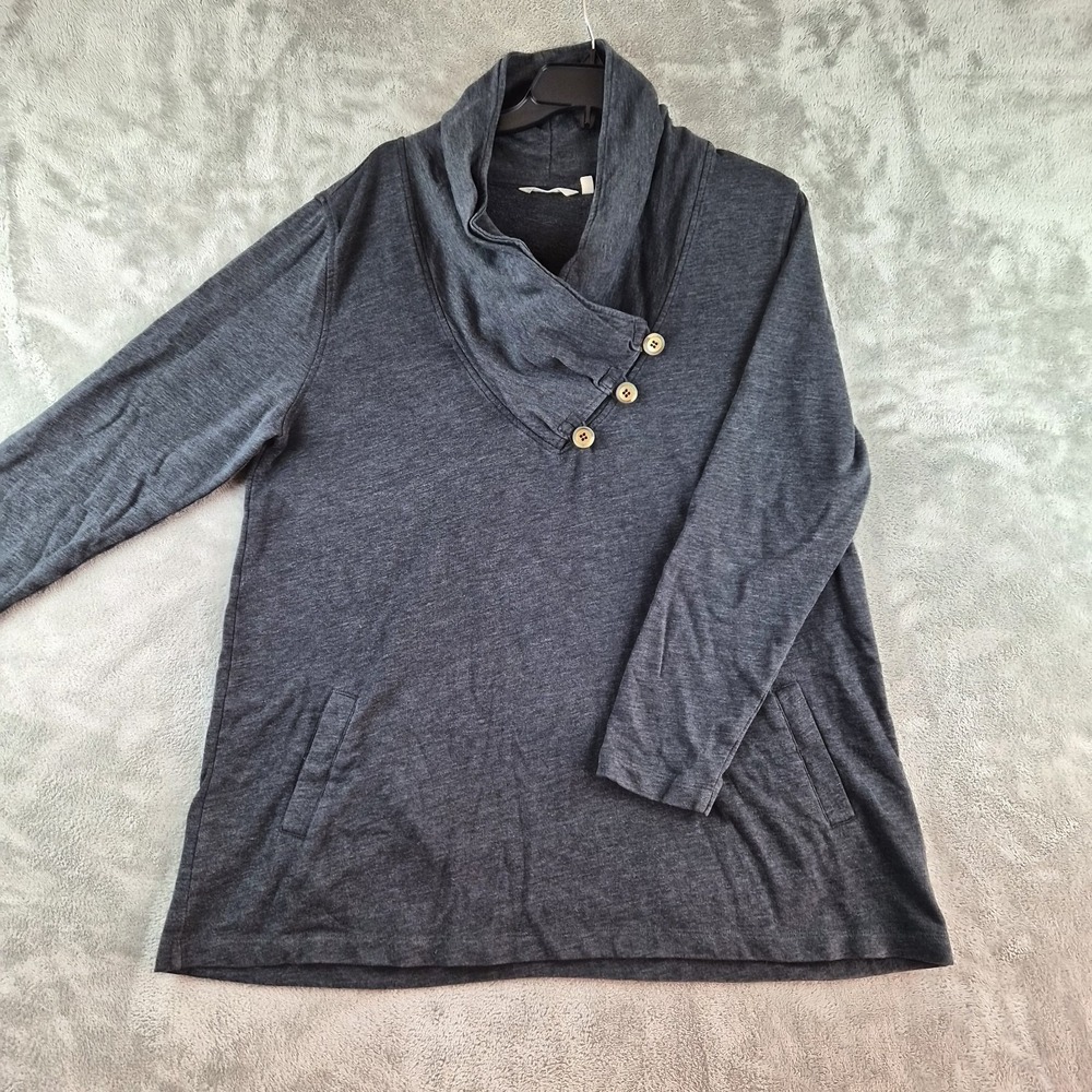 Soft Surroundings Top Women XL Grey Kassidy Cowl Neck Tunic Sweatshirt Pullover